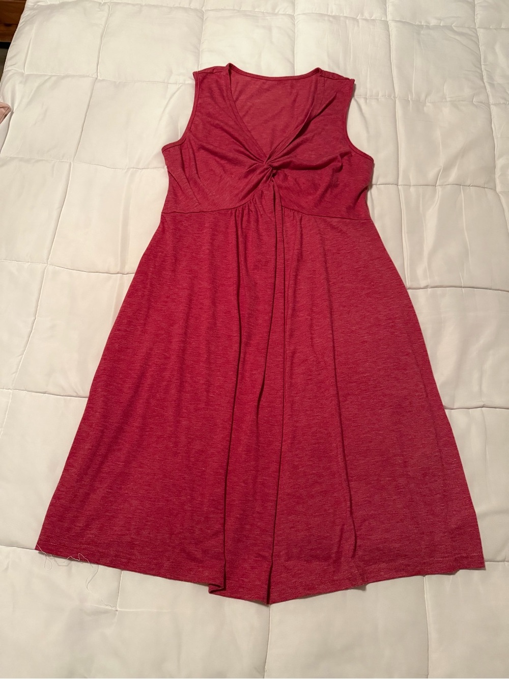 SHEIN Twist-Front V-Neck MIDI Dress - Red XL